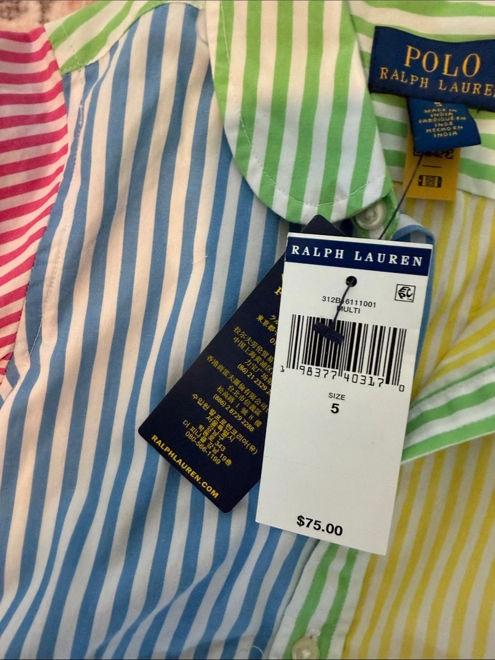 Ralph Lauren Girls' Multicolor Striped Polo Shirt Dress
